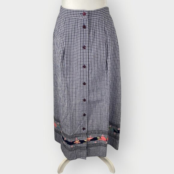 Vtg Napa Valley Midi Skirt | 16 | Plaid | Full Button | Cottage Prairie Boho - Picture 1 of 8